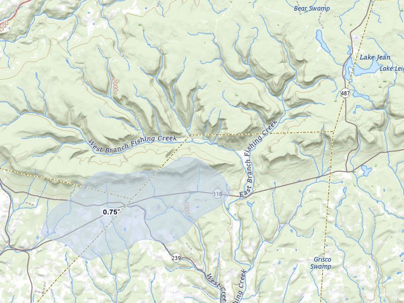 NEXRAD radar-signature map of the hail storm over Benton, PA on Jun 6, 2026