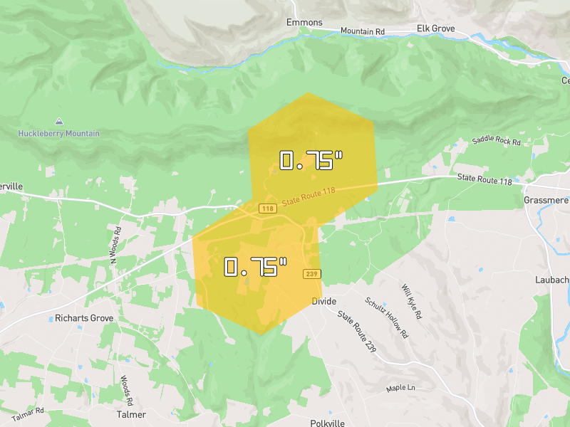 Hail map of Benton, PA on Jun 6, 2026, hail up to 0.75"