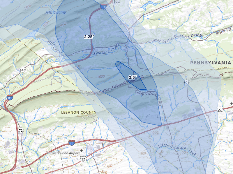 NEXRAD radar-signature map of the hail storm over Bethel, PA on Sep 1, 2026