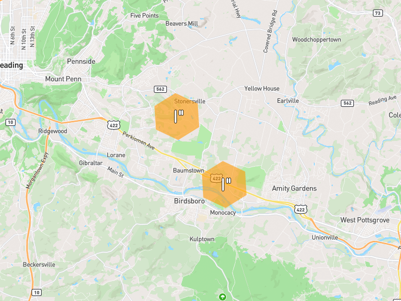 Hail map of Birdsboro, PA on Jul 5, 2026, hail up to 1"