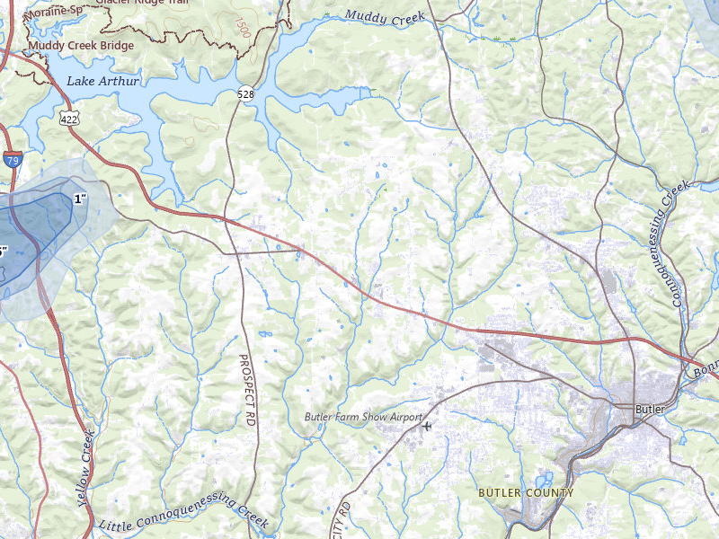 NEXRAD radar-signature map of the hail storm over Butler, PA on Mar 7, 2026