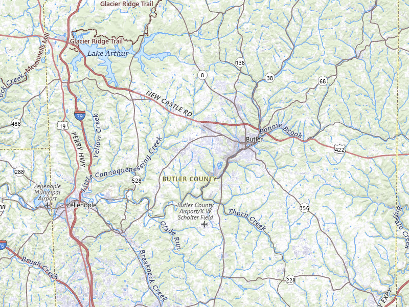 Radar-estimated hail-size map of the storm over Butler, PA on Jul 10, 2026