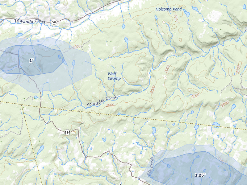 NEXRAD radar-signature map of the hail storm over Canton, PA on Jul 3, 2026