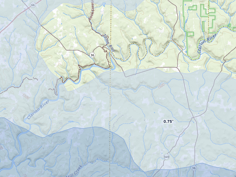 NEXRAD radar-signature map of the hail storm over Clarington, PA on Mar 22, 2026
