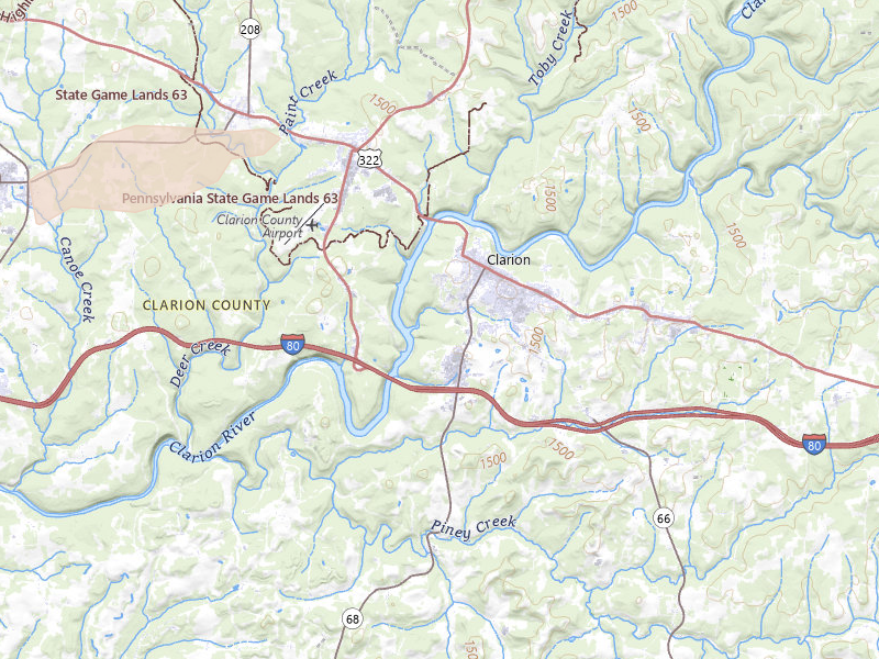 Radar-estimated hail-size map of the storm over Clarion, PA on Jul 4, 2026