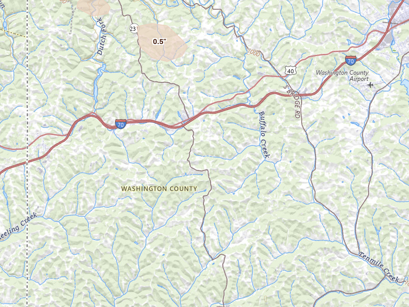 Radar-estimated hail-size map of the storm over Claysville, PA