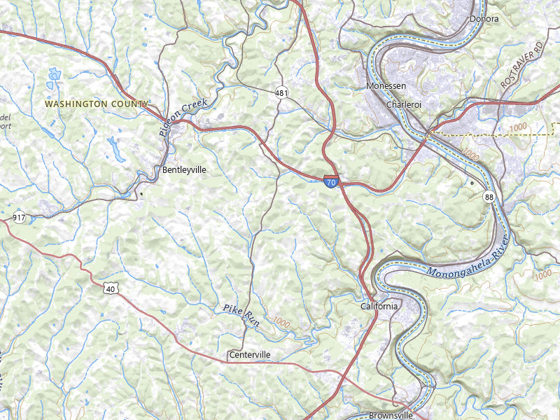 Radar-estimated hail-size map of the storm over Coal Center, PA on May 13, 2026