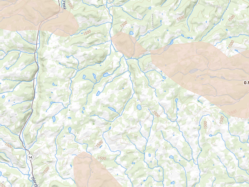 Radar-estimated hail-size map of the storm over Columbia Cross Roads, PA on Sep 1, 2026