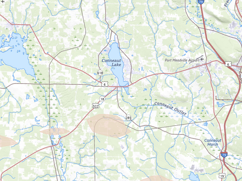 Radar-estimated hail-size map of the storm over Conneaut Lake, PA on Jun 10, 2026