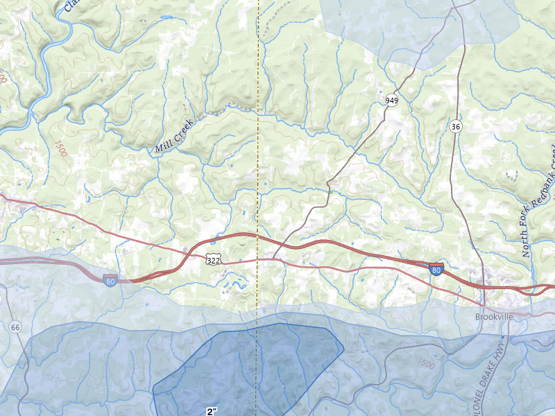 NEXRAD radar-signature map of the hail storm over Corsica, PA on Jul 3, 2026