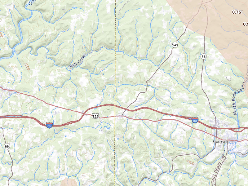 Radar-estimated hail-size map of the storm over Corsica, PA on Jul 18, 2026