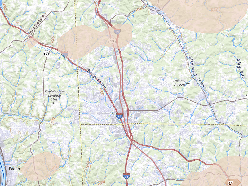 Radar-estimated hail-size map of the storm over Cranberry Township, PA on Sep 2, 2026