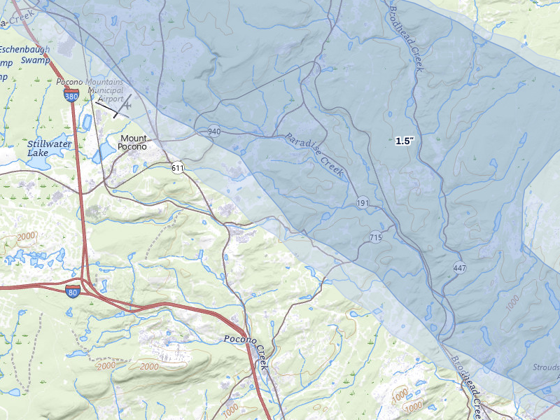 NEXRAD radar-signature map of the hail over Cresco, PA