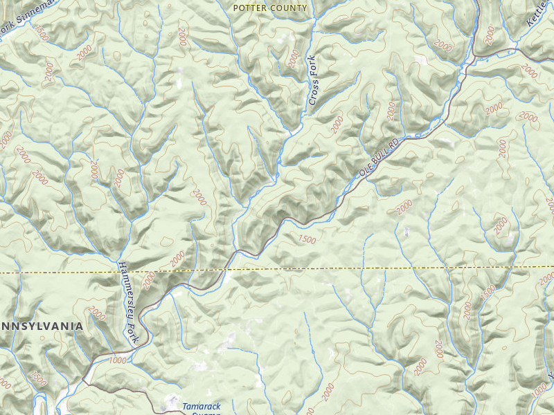 Radar-estimated hail-size map of the storm over Cross Fork, PA on Jul 3, 2026