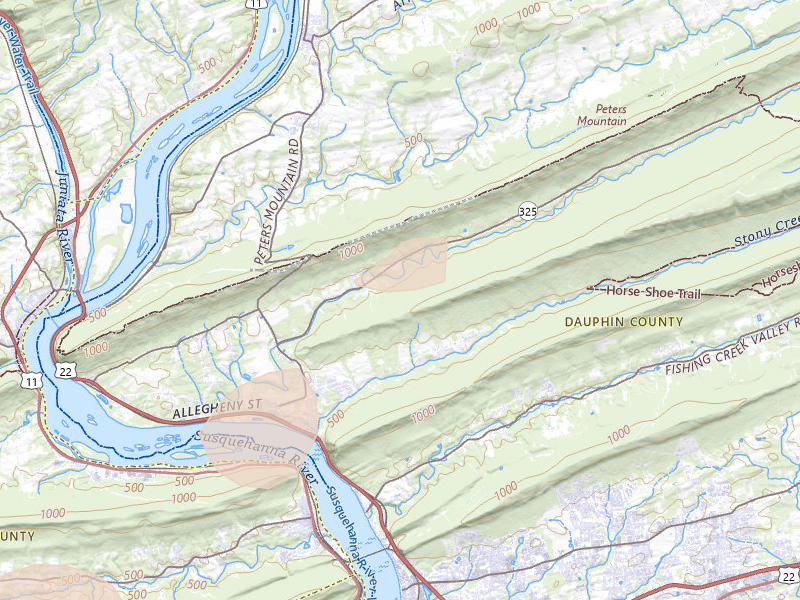 Radar-estimated hail-size map of the storm over Dauphin, PA on Jun 14, 2026