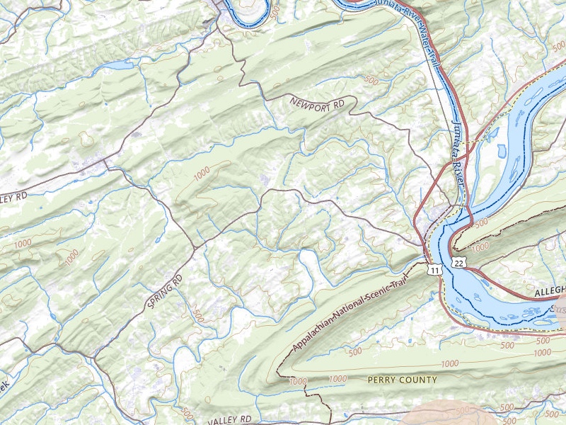 Radar-estimated hail-size map of the storm over Duncannon, PA on Jun 14, 2026