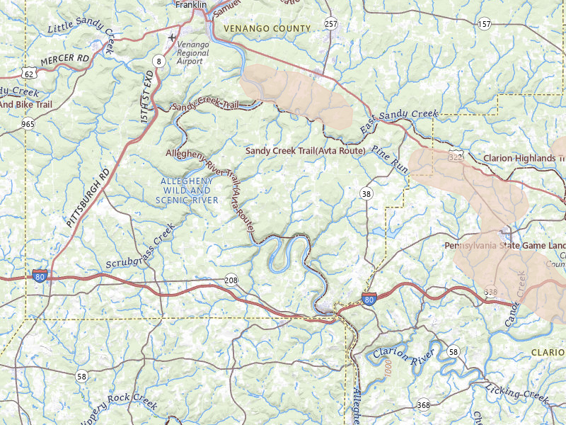 Radar-estimated hail-size map of the storm over Emlenton, PA on Jul 18, 2026