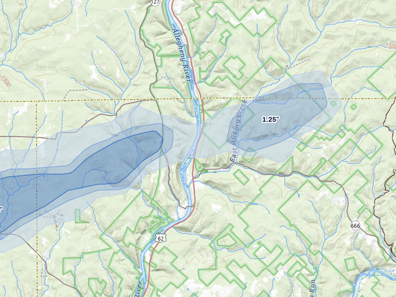 NEXRAD radar-signature map of the hail storm over Endeavor, PA on Mar 7, 2026
