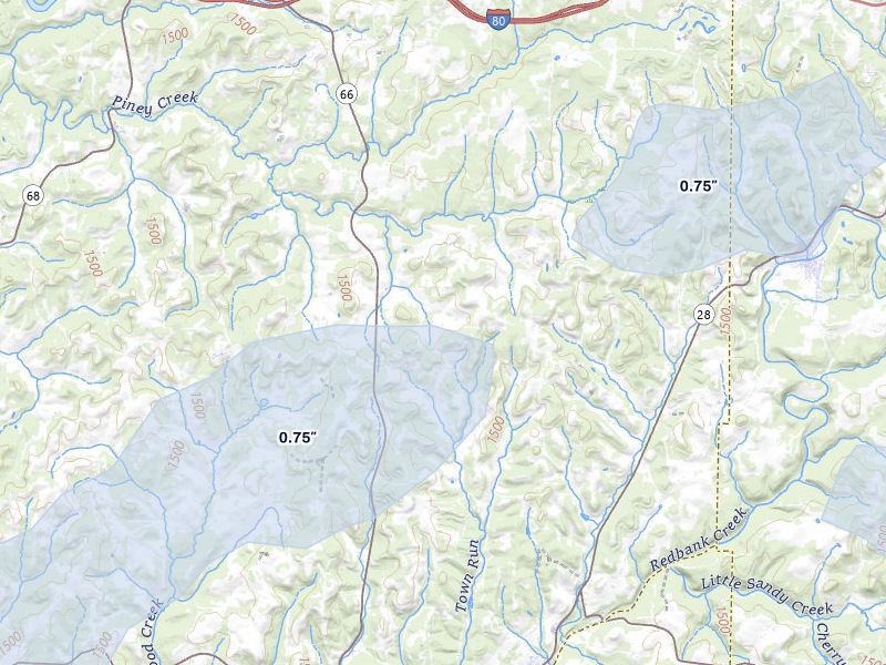 NEXRAD radar-signature map of the hail storm over Fairmount City, PA on May 13, 2026