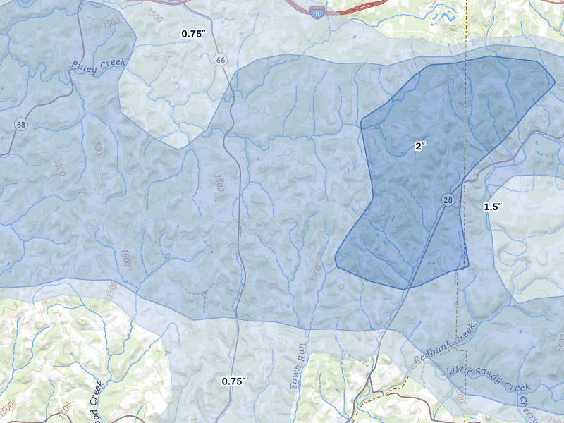 NEXRAD radar-signature map of the hail storm over Fairmount City, PA on Jul 3, 2026