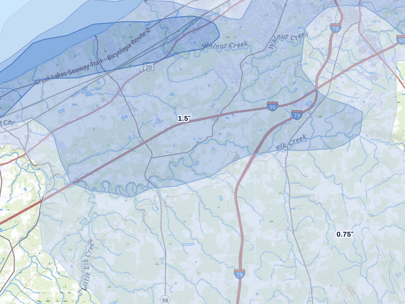 NEXRAD radar-signature map of the hail over Fairview, PA
