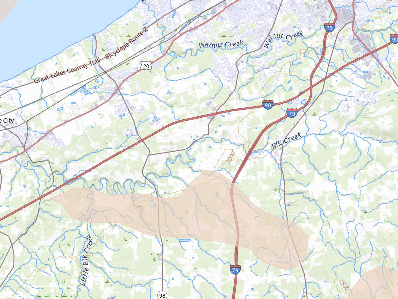 Radar-estimated hail-size map of the storm over Fairview, PA on Sep 2, 2026
