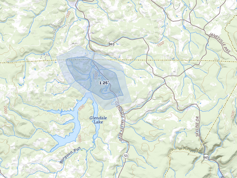 NEXRAD radar-signature map of the hail over Flinton, PA