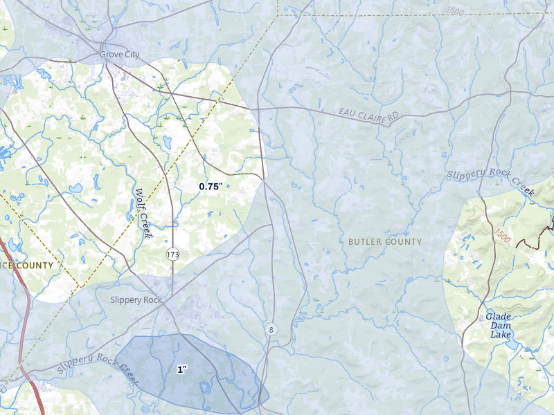 NEXRAD radar-signature map of the hail storm over Forestville, PA on Mar 22, 2026