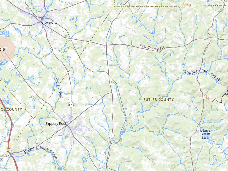 Radar-estimated hail-size map of the storm over Forestville, PA on Jul 5, 2026