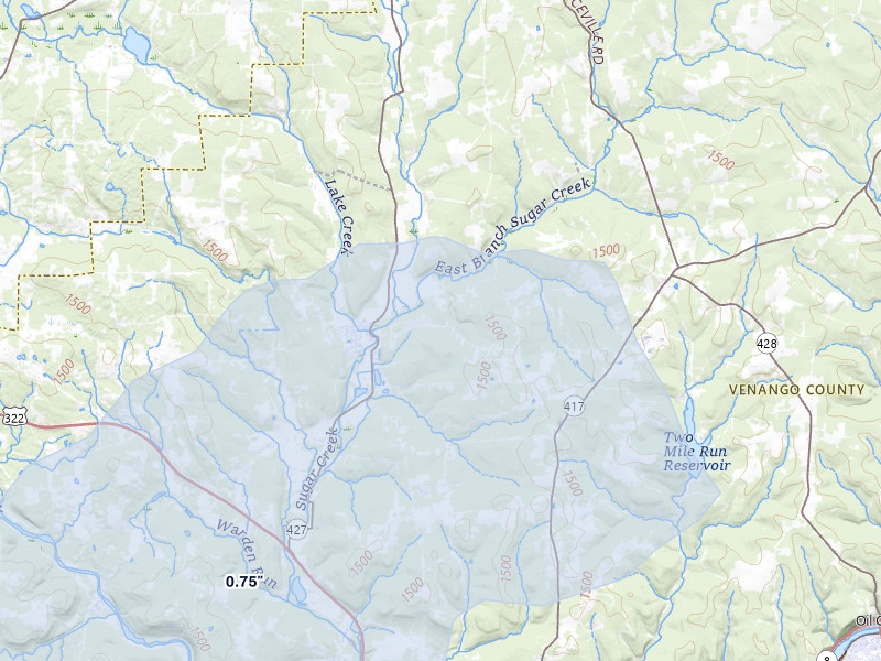 NEXRAD radar-signature map of the hail storm over Franklin, PA on Aug 22, 2026