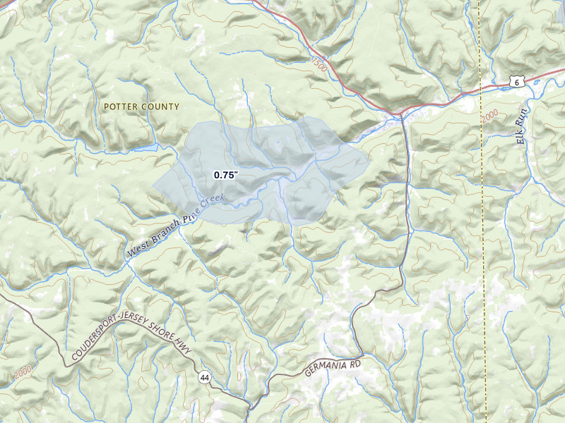 NEXRAD radar-signature map of the hail storm over Galeton, PA on May 13, 2026