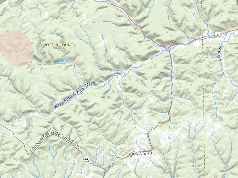 Radar-estimated hail-size map of the storm over Galeton, PA on Jul 3, 2026