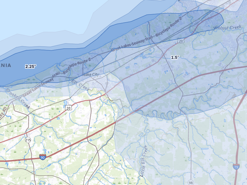 NEXRAD radar-signature map of the hail over Girard, PA