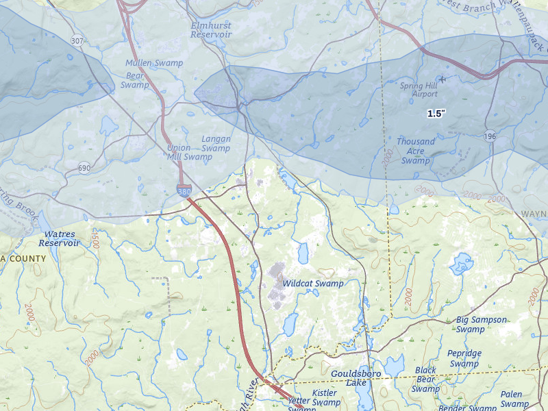 NEXRAD radar-signature map of the hail storm over Gouldsboro, PA on Jul 3, 2026