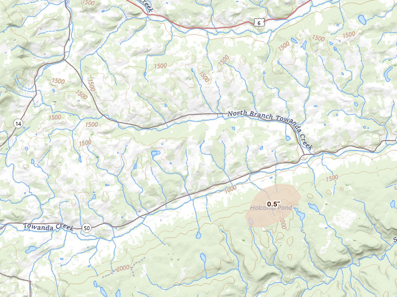 Radar-estimated hail-size map of the storm over Granville Summit, PA on Jun 11, 2026