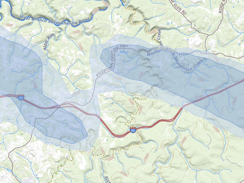 NEXRAD radar-signature map of the hail storm over Grassflat, PA on Jul 3, 2026