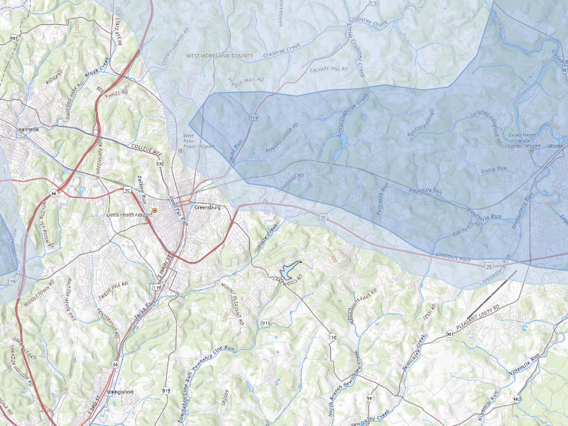 NEXRAD radar-signature map of the hail storm over Greensburg, PA on Sep 3, 2026