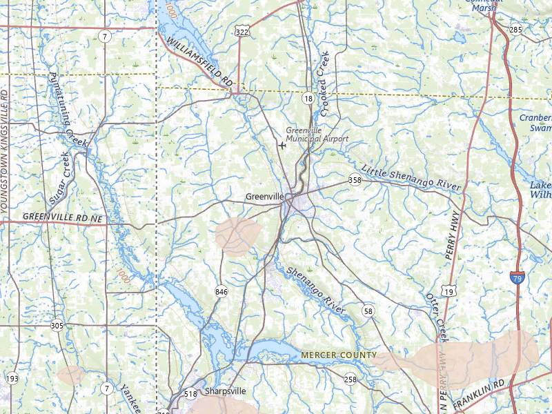 Radar-estimated hail-size map of the storm over Greenville, PA on Jul 3, 2026