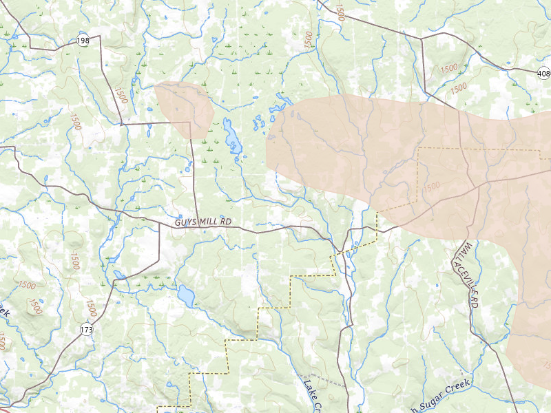 Radar-estimated hail-size map of the storm over Guys Mills, PA on Sep 1, 2026