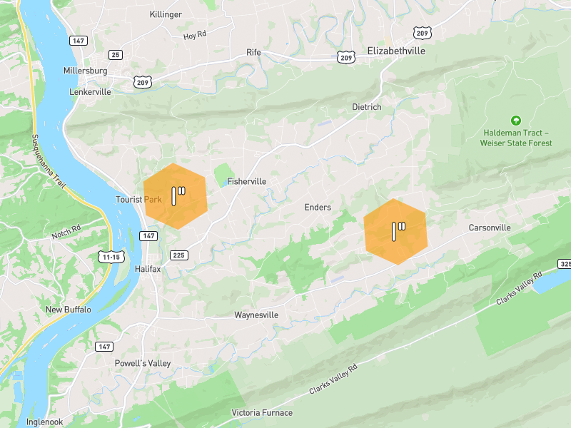 Hail map of Halifax, PA on Jun 6, 2026, hail up to 1"