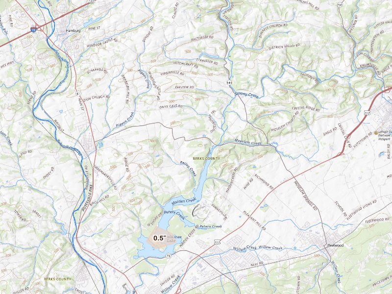 Radar-estimated hail-size map of the storm over Hamburg, PA