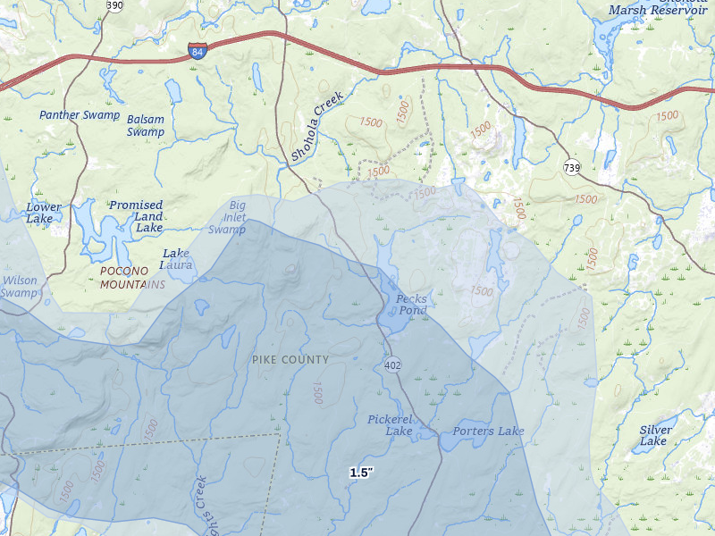 NEXRAD radar-signature map of the hail storm over Hawley, PA on Jul 3, 2026