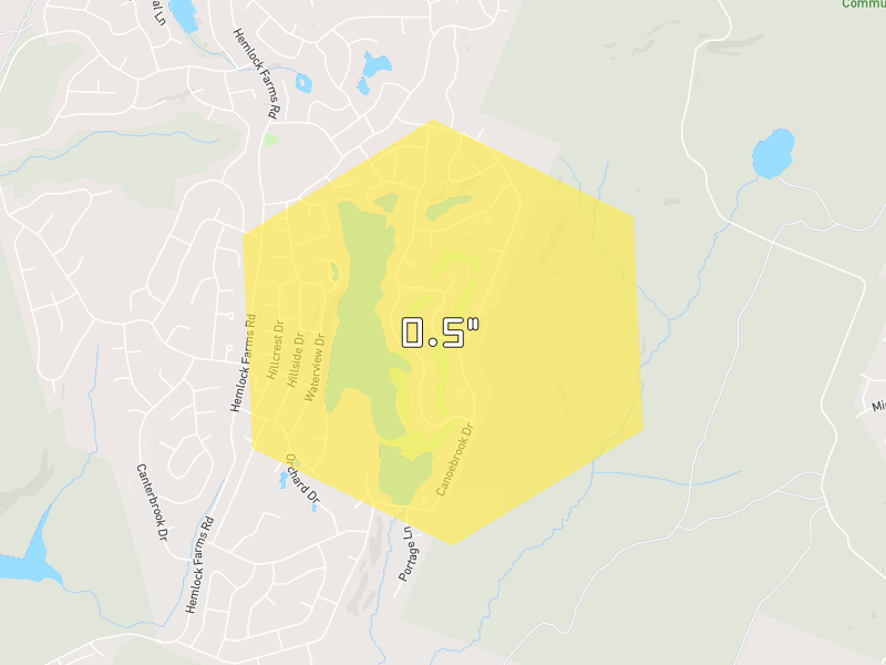 Hail map of Hawley, PA on Jul 3, 2026, hail up to 0.5"