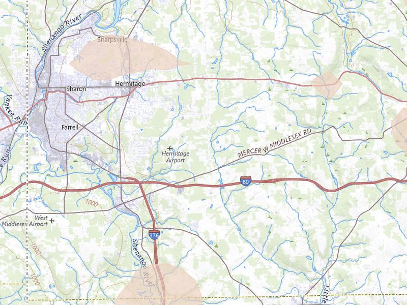 Radar-estimated hail-size map of the storm over Hermitage, PA on Jul 3, 2026