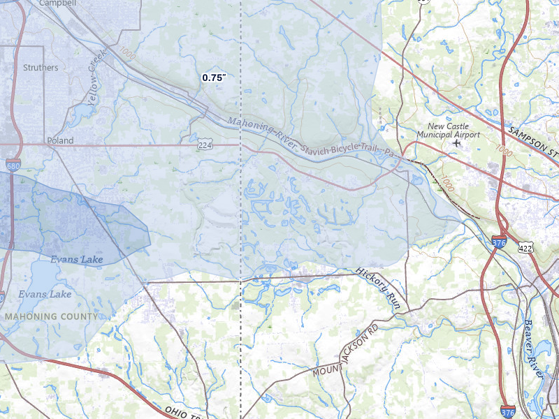 NEXRAD radar-signature map of the hail over Hillsville, PA