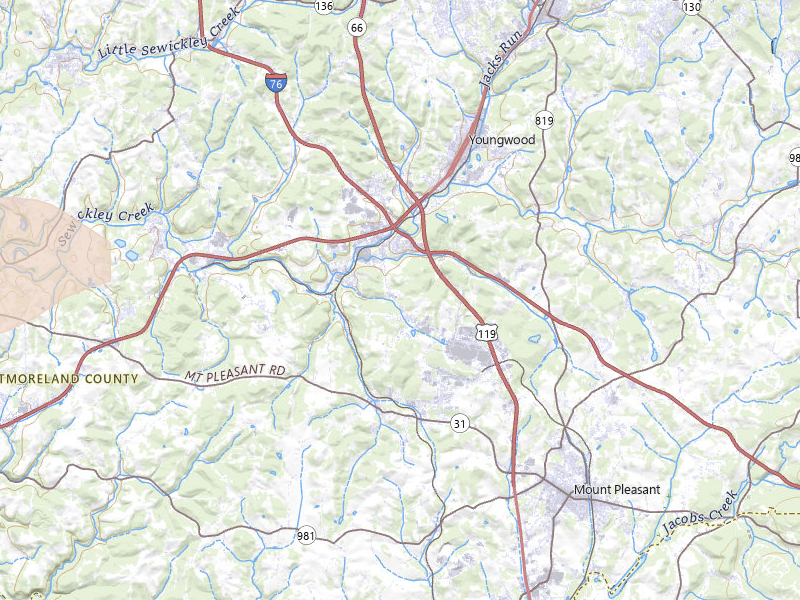 Radar-estimated hail-size map of the storm over Hunker, PA on May 13, 2026