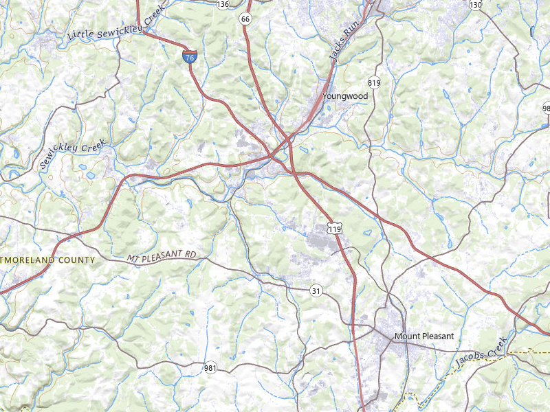 Radar-estimated hail-size map of the storm over Hunker, PA on Jul 4, 2026