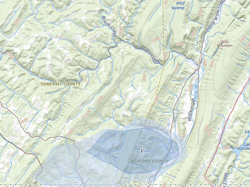NEXRAD radar-signature map of the hail storm over Hyndman, PA on Apr 1, 2026