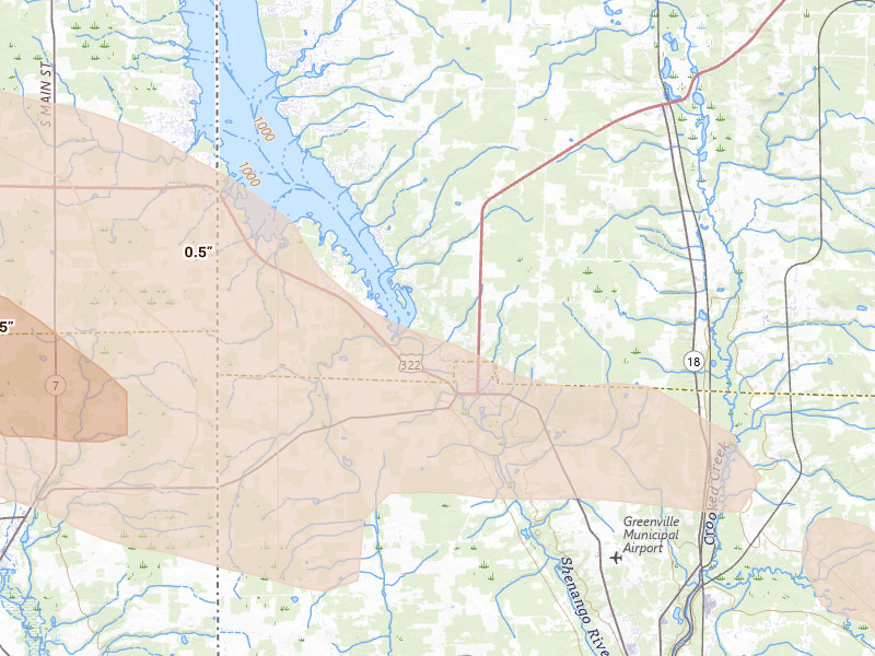 Radar-estimated hail-size map of the storm over Jamestown, PA