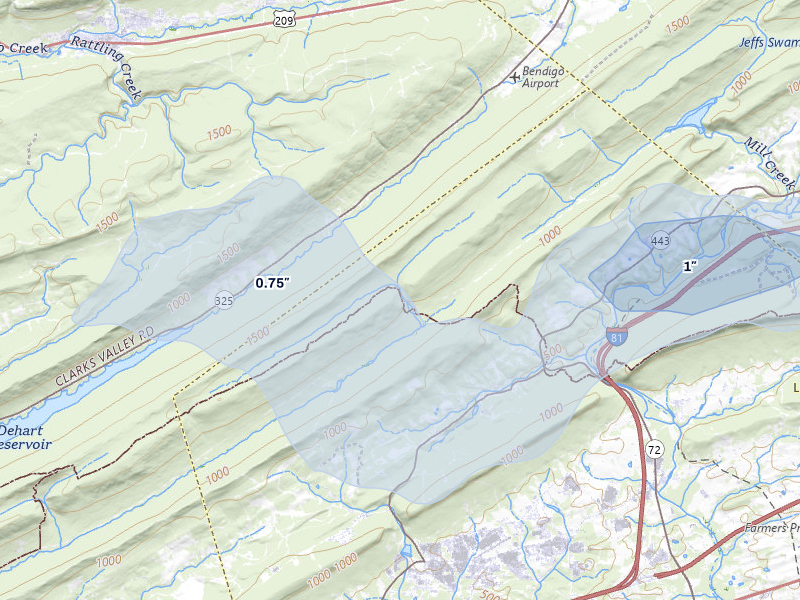 NEXRAD radar-signature map of the hail storm over Jonestown, PA on Jun 6, 2026